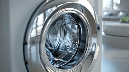 Interior of home laundry room with modern washing machine