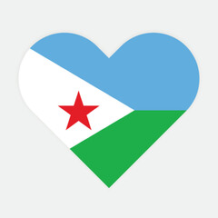 National Flag of Djibouti. Djibouti Flag. Djibouti Heart flag. 
