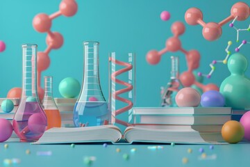 Biology textbook flat design side view educational