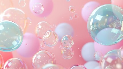 Bubble floating flat design side view lightness theme 3D render Analogous Color Scheme