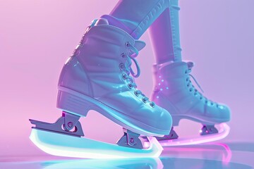 Close up leg with ice skate flat design
