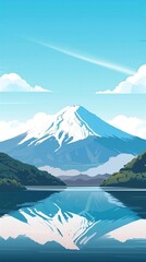 Mountain Fuji flat design top view iconic landmark
