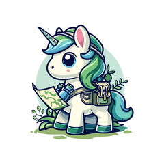 cute icon character unicorn explorer