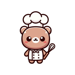 cute icon character bear chef