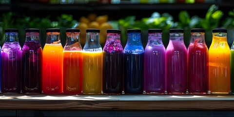 Modern Juice Bar Serving Fresh Plant-Based Drinks Made with Local Ingredients. Concept Juicing, Plant-based, Local Sourcing, Fresh Ingredients, Modern Aesthetics