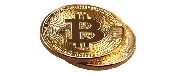 A Golden Bitcoin Coin Is Isolated On A White Background, Emphasizing Its Value,High Resolution