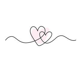 Obraz premium Continuous line art of love. Simple line art. One line vector
