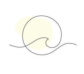 Continuous line art of sunset. Simple line art. One line vector