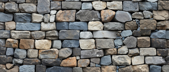 Obraz premium Stone Wall Texture Banner with Natural Rock Patterns. Rustic and Durable Design for Architecture