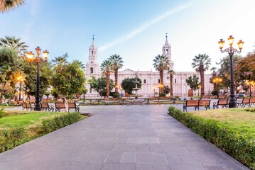 Main square of Arequipa Peru without people 