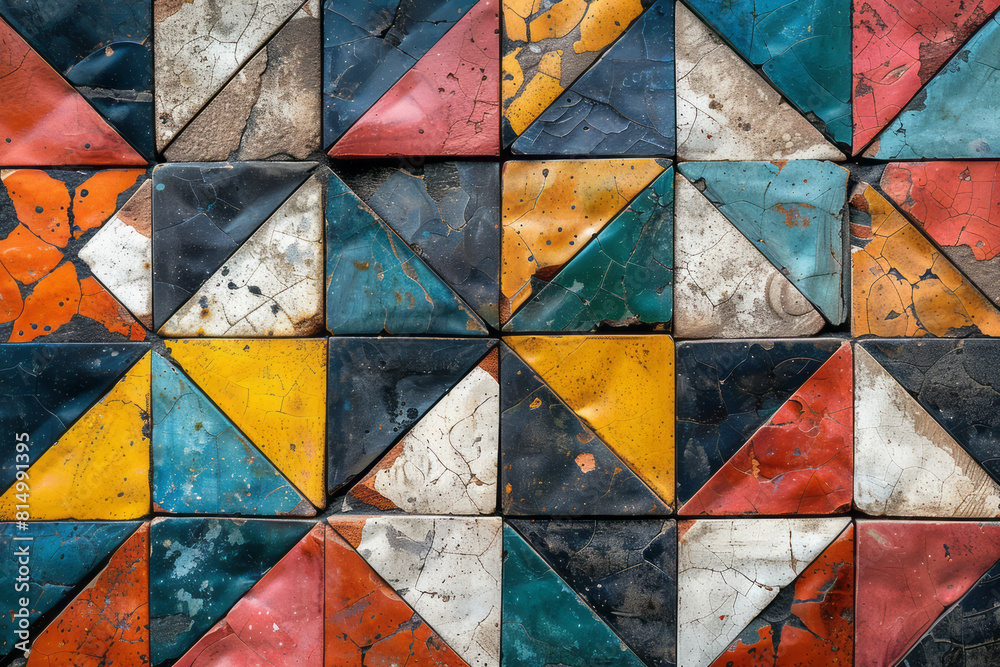 Poster abstract composition inspired by moroccan tiles, merging their intricate geometric patterns with bol