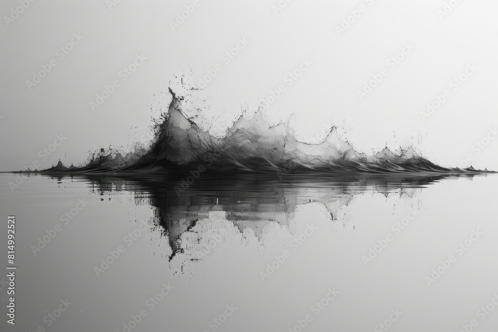 Fototapete a single horizontal black line bending into a subtle wave on a white canvas, representing a sound wa