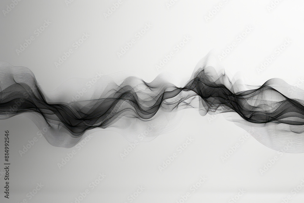 Fototapete a single horizontal black line bending into a subtle wave on a white canvas, representing a sound wa