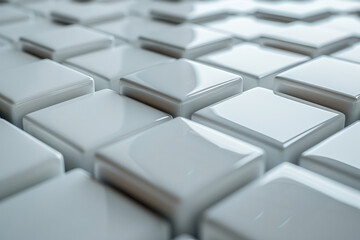 A series of small, white squares forming a grid on a light grey background, suggesting a digital sound equalizer,