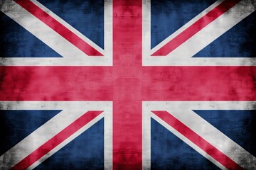 A grunge-style textured image of the Union Jack, the national flag of the United Kingdom, symbolizing a blend of history and patriotism. The prominent red, white, and blue colors are presented with a