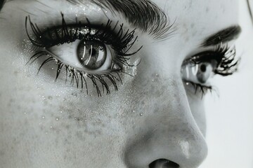 Digital image of long, long lashes near the eyes of a woman, high quality, high resolution