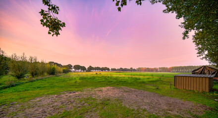 Dusk sets in over the rural landscape near the village of Aarle-Rixtel, The Netherlands.