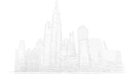 Modern city sketch 3d rendering