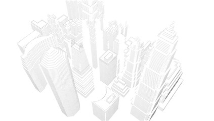 Modern city sketch 3d rendering
