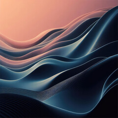 Generative AI 3D wavy wave gradient image illustration, realistic 3D Gradient Wave, 3d gradient wave outline, With smoothly flowing color gradations, cool wavy line art with minimalist style