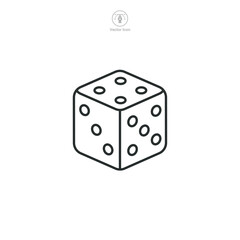 Dice cube, casino game. Icon symbol vector illustration isolated on white background