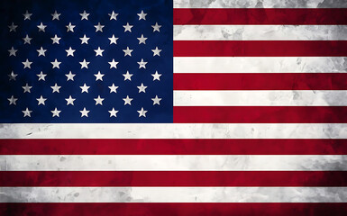 Naklejka premium Grunge American Flag Background in Flat Design.