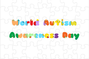 World autism awareness day text banner on a white background.