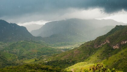Fototapeta premium rain in the mountains, cloudy weather