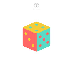 Dice cube, casino game. Icon symbol vector illustration isolated on white background