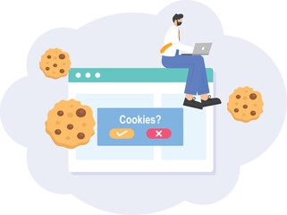 browser cookies. reject or accept cookies. services on the website. a small piece of data sent from a website and stored on the user's device by a web browser. illustration concept design. ui

