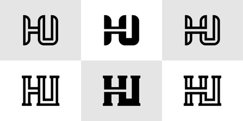 Letters HU Monogram Logo Set, suitable for business with HU or UH initials