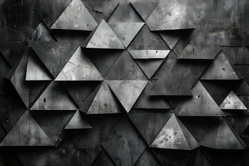 Abstract black and white grunge background with polygonal pattern