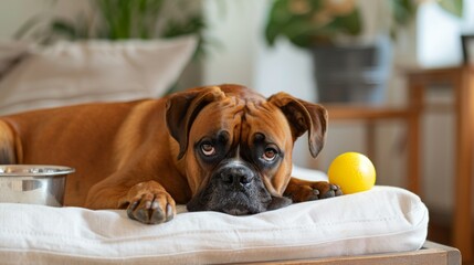 A Boxer Dog Resting Indoors