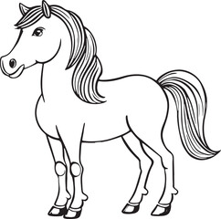 Kawaii horses, cartoon characters, cute lines and colorful coloring pages.