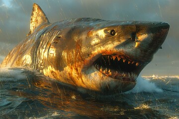 Great white shark,   render of a great white shark