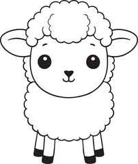 Kawaii sheep, cartoon characters, cute lines and colorful coloring pages.