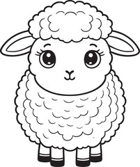 Kawaii sheep, cartoon characters, cute lines and colorful coloring pages.