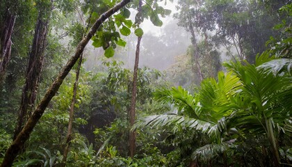 tropical forest during the rain
