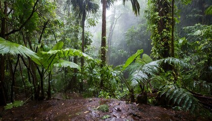 tropical forest during the rain