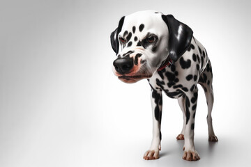dalmatian Dog with a disgusted expression frown, in clean white background