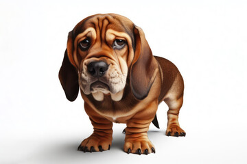Dog with a disgusted expression frown, in clean white background