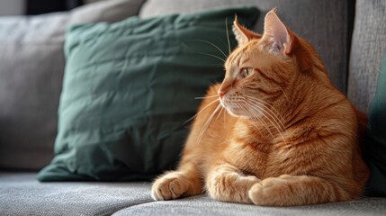 A Ginger Cat Resting Indoors