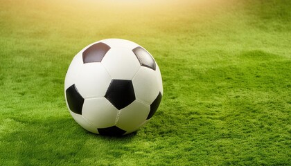 Fototapeta premium A soccer ball lies on the green grass