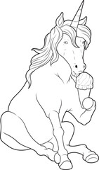 Unicorn Waffle ice cream Animal Vector Graphic Art Illustration