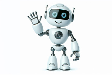 Fototapeta premium smiling robot waving his hand Isolated on white background