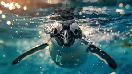 A penguin swimming in the ocean.