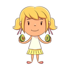 Child, avocado, healthy, food, happy, cute, girl