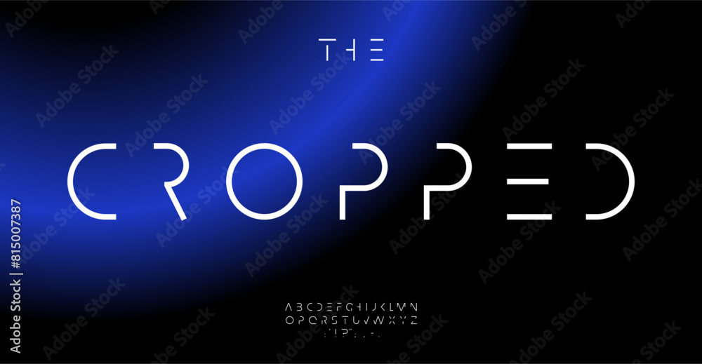 Poster cosmic futurism alphabet, sleek minimalist letters, thin futuristic font for elegant technological l