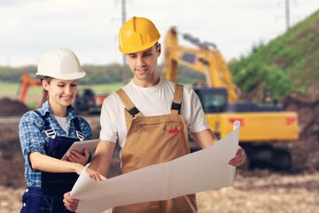 Caucasian Civil Engineer Inspector Discussing Business