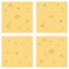 Seamless cheese texture background with holes. Vector illustration